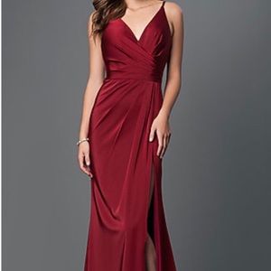 Cranberry Prom dress with slit and gorgeous back
